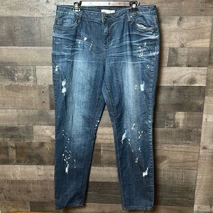 Boston Proper Distresses And Lightly Bleached Blue Jeans